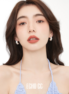 ECHO CC饰品 C字简约珐琅滴釉复古耳环 白色高级感简约ins耳钉女