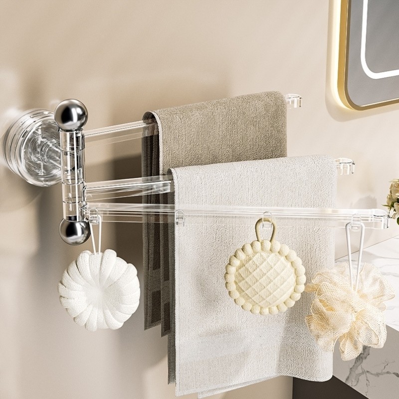 卫生间吸盘毛巾架专用不锈钢置物架转角浴帘洗澡杆套家用收纳架壁
