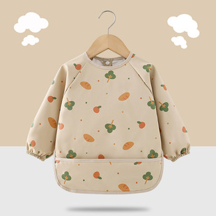 长袖罩衣婴儿辅食男专用围兜椅罩吃饭自主款画喂饭反兜儿防水饭儿