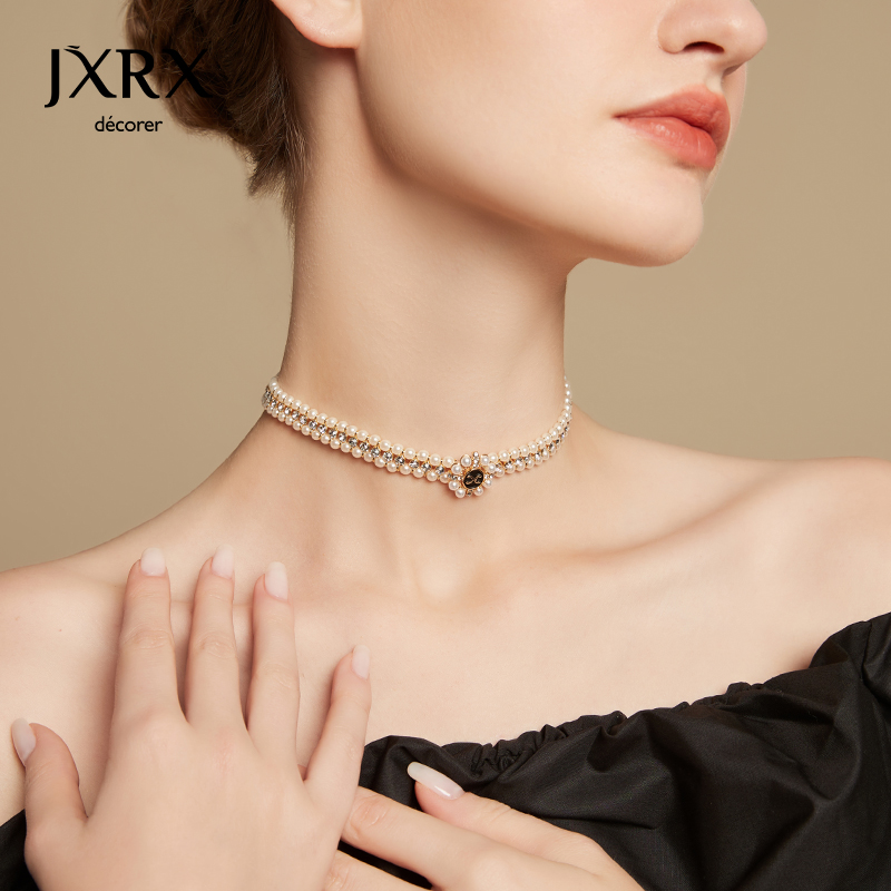 JXRX复古巴洛克珍珠项链女高级感
