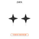 JXRXs999纯银黑色星星耳钉女设计感小众养耳洞耳环小巧精致耳饰