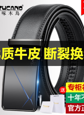 皮带啄木鸟牛皮男式自动扣头商务