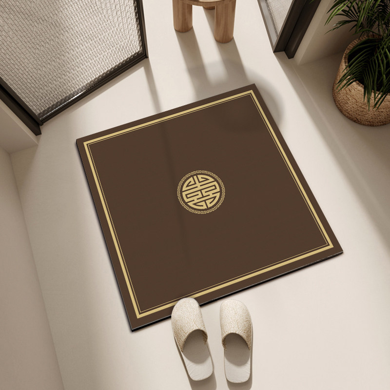新中式正方形浴室硅藻泥地垫入户进门卫生间门口防滑吸水速干脚垫,居家布艺,家用脚垫,淘宝优惠券,粉丝福利购,淘宝优惠卷