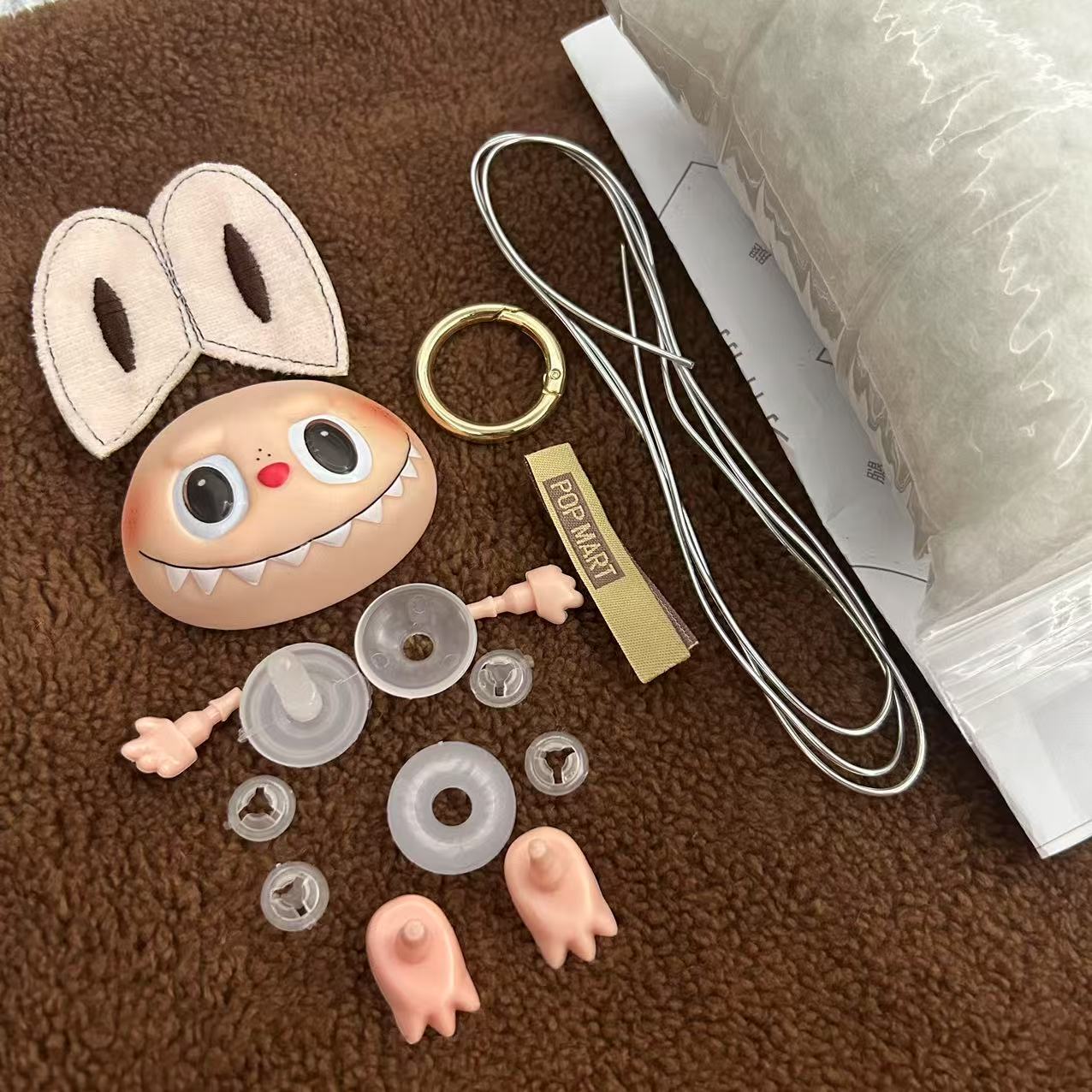 LABUBU一代拉布布栗子可可手工diy材料包手脚脖子卡扣毛绒布料
