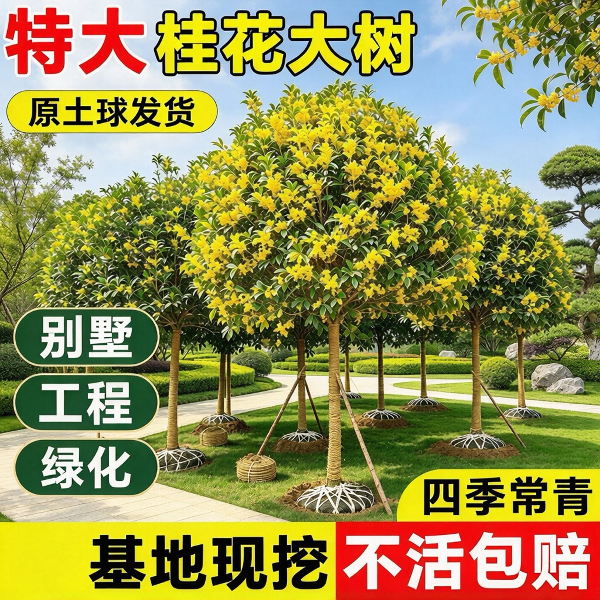 桂花树苗大树庭院地栽金桂丹桂四季桂状元红四季常青桂花树浓香型