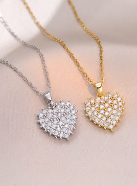 项链女 日韩小众设计爱心ins新品项链锆石钛钢项链义乌配饰项饰