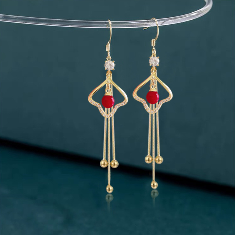 气质长款珍珠流苏耳环女高级感名媛气质时尚百搭喜庆过年耳坠耳饰