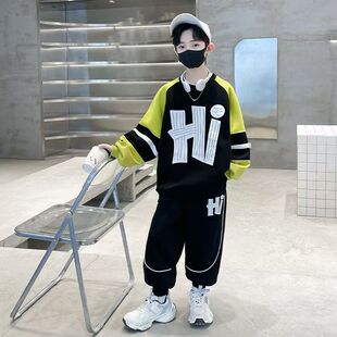 儿童装男童春装卫衣套装春秋款2025新款男孩上衣春季中大童炸街潮