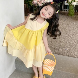 女童连衣裙夏装2024新款童装洋气雪纺裙子大童儿童夏款女孩公主裙