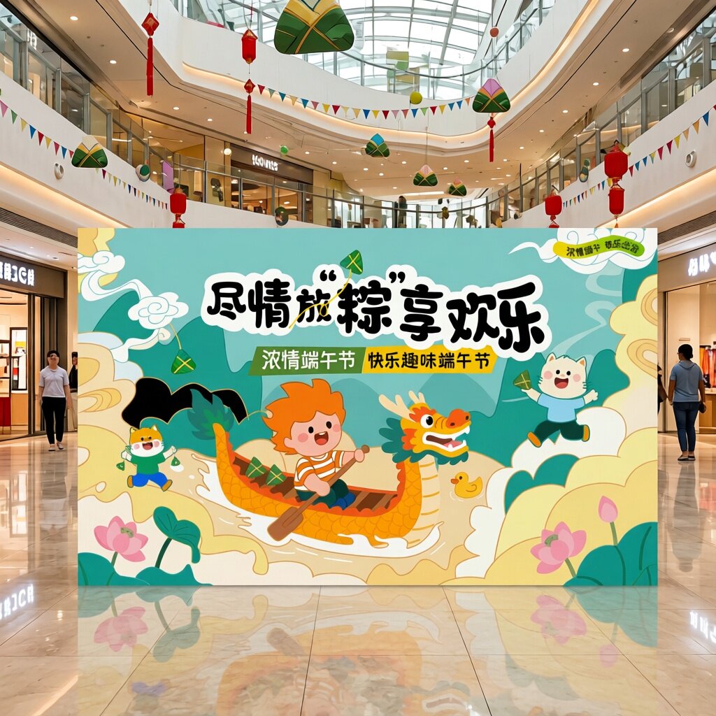 端午布置场景装饰商场活动节日背景kt板户外商铺场活动创意设计