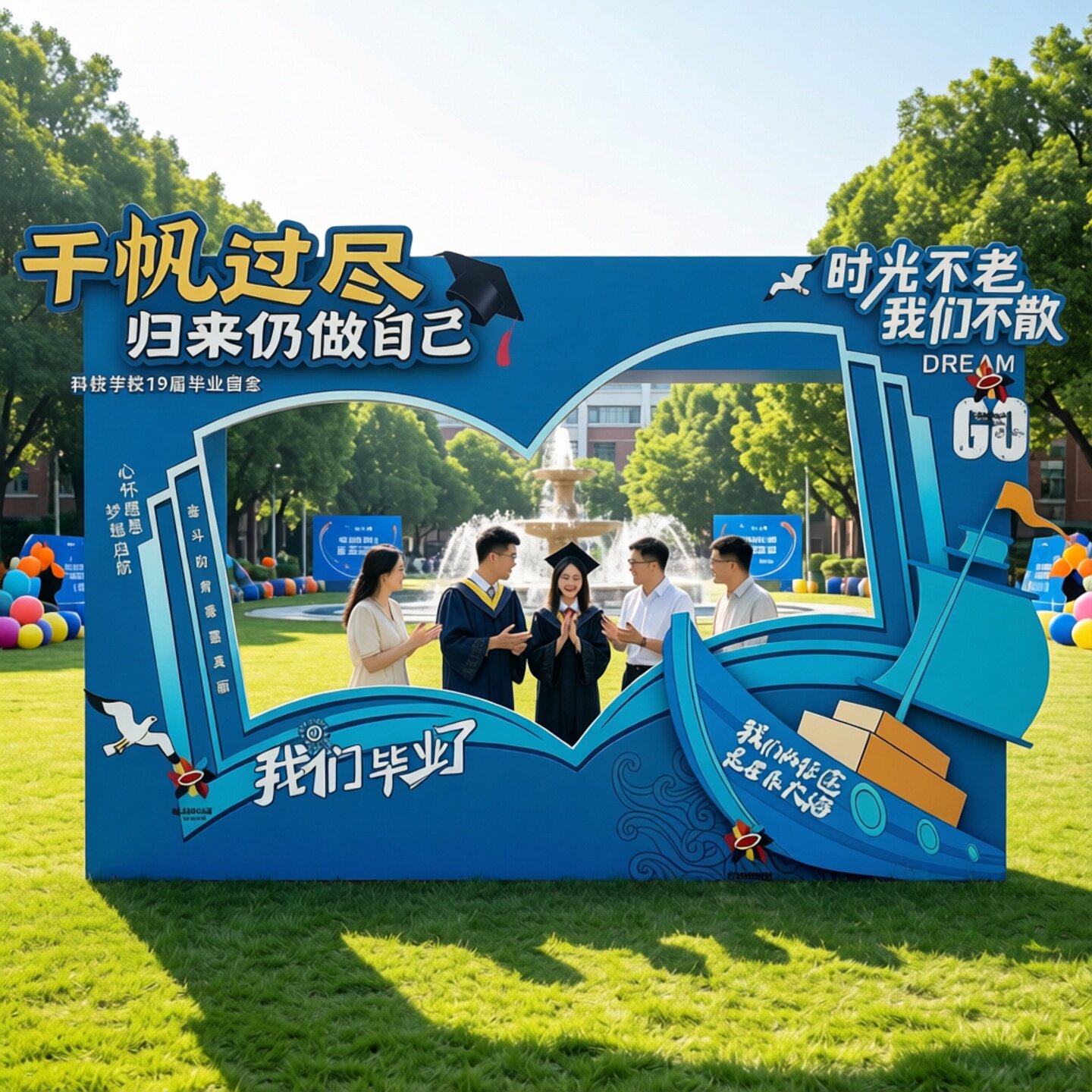 毕业季拍摄道具大学场景布置初高中纪念框背景装饰道具KT板签到处