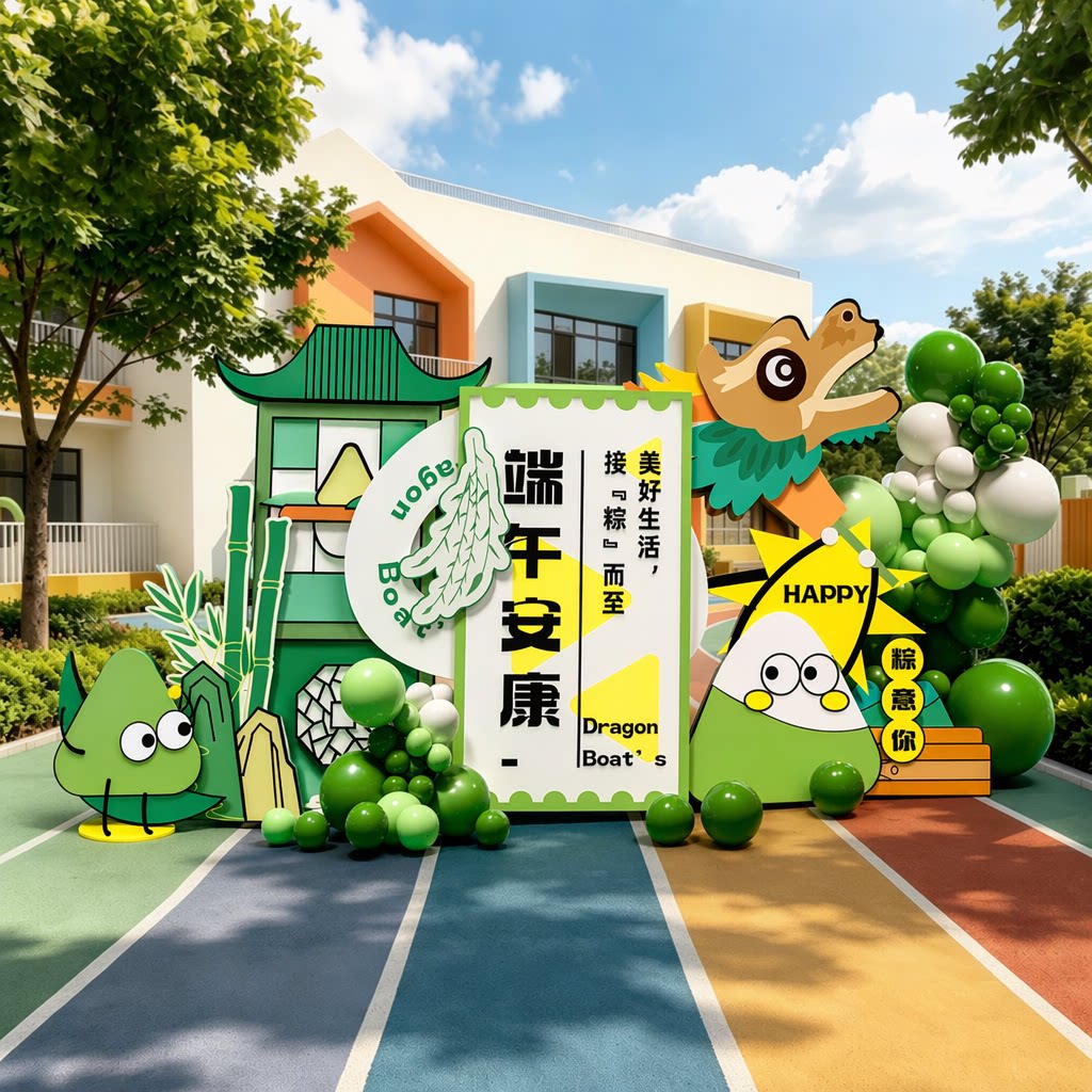 端午装饰场景布置学校节日装扮背景kt板户外活动创意设计幼儿园