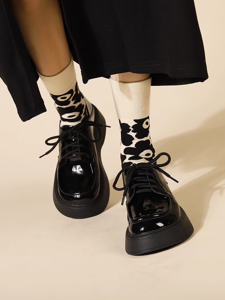 真皮厚底小皮鞋女款2025春秋季新款英伦乐福鞋系带大头甜酷风单鞋