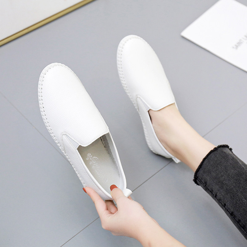 真皮透气小白鞋女2025新款懒人一脚蹬软底乐福鞋女平底休闲单鞋女,女鞋,浅口单鞋,淘宝优惠券,粉丝福利购,淘宝优惠卷