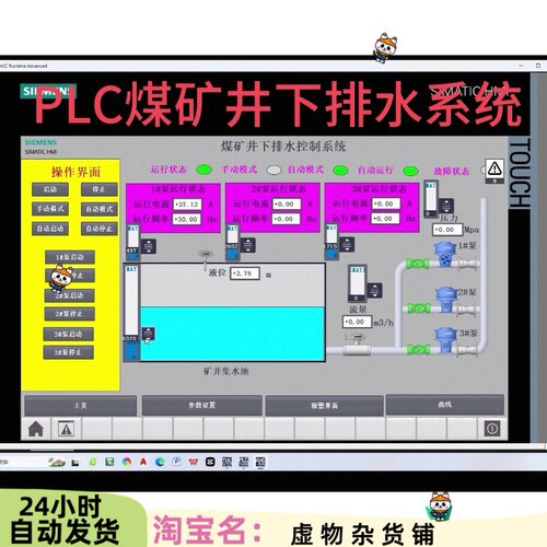 西门子PLC煤矿井下排水系统仿真程序，博途V17以上版本可用，5