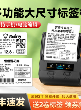 德佟DP30S食品标签打印机不干胶贴纸打价机大尺寸茶叶月饼生产日期服装二维码条形码小型热敏超市价签打码机