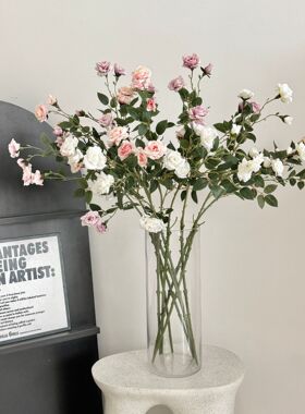 多头泡泡玫瑰仿真花束高端家居客厅装饰假花摆件民宿酒店拍摄道具