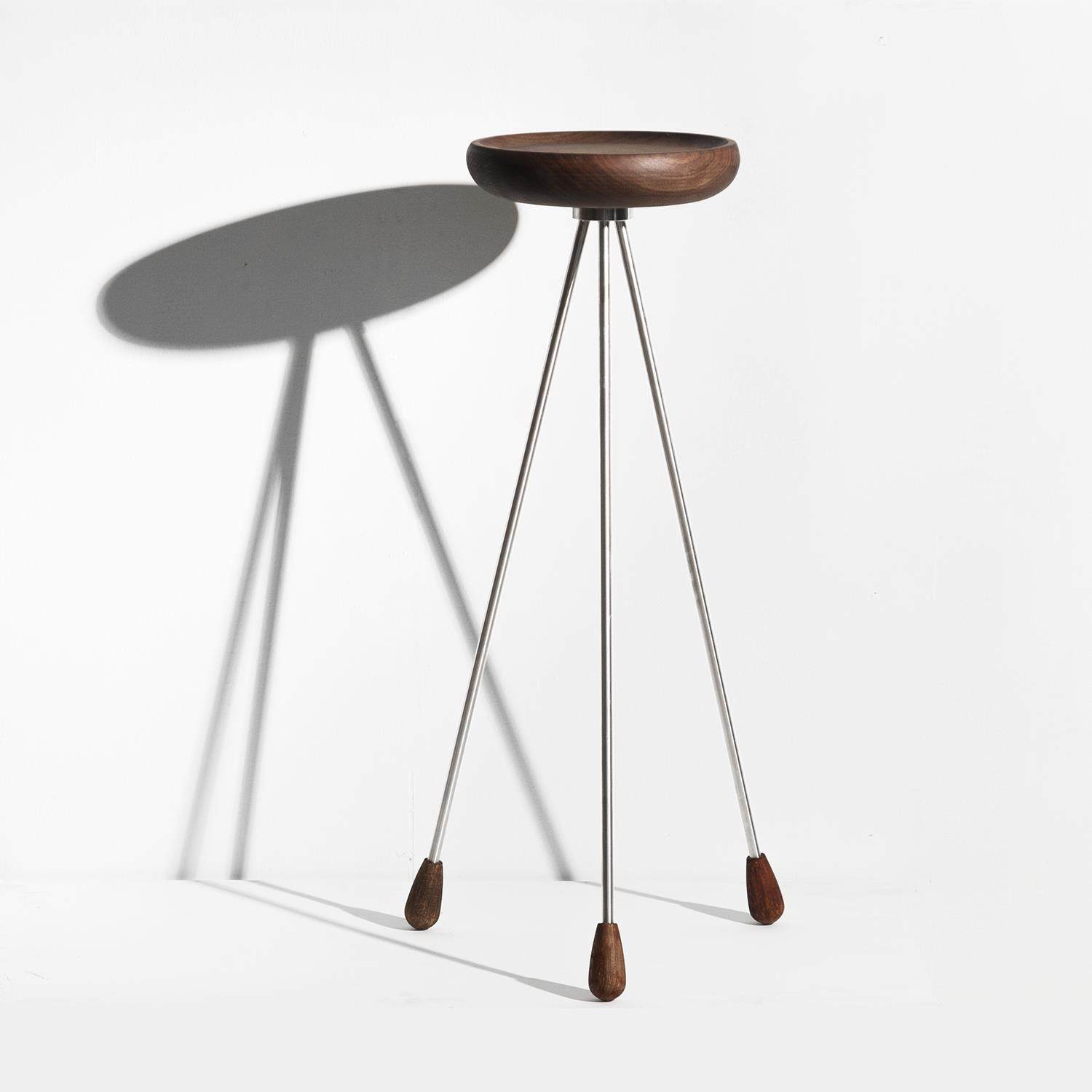 山河即木设计师高脚花几北欧风格花架花盆架不锈钢中古现代