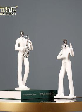 白色样板房间软装饰品简约人物摆件现代轻奢客厅酒柜书房工艺摆设