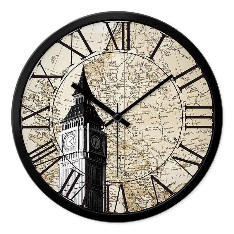 酒店大堂钟表前台背景墙静音挂钟宾馆时钟世界时间各国多时区挂表