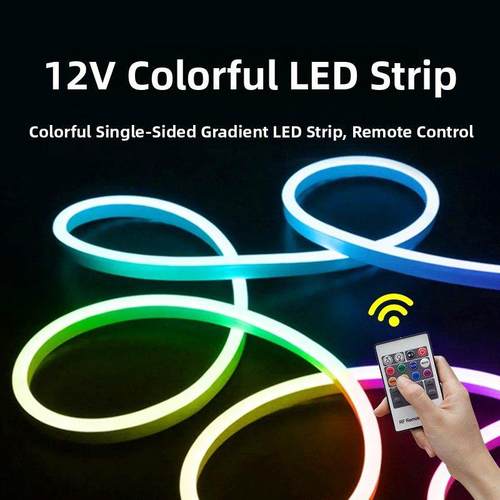 Rgb灯条12V硅酮霓虹灯圆形防水彩色梦幻导光条彩色彩色变化的气氛