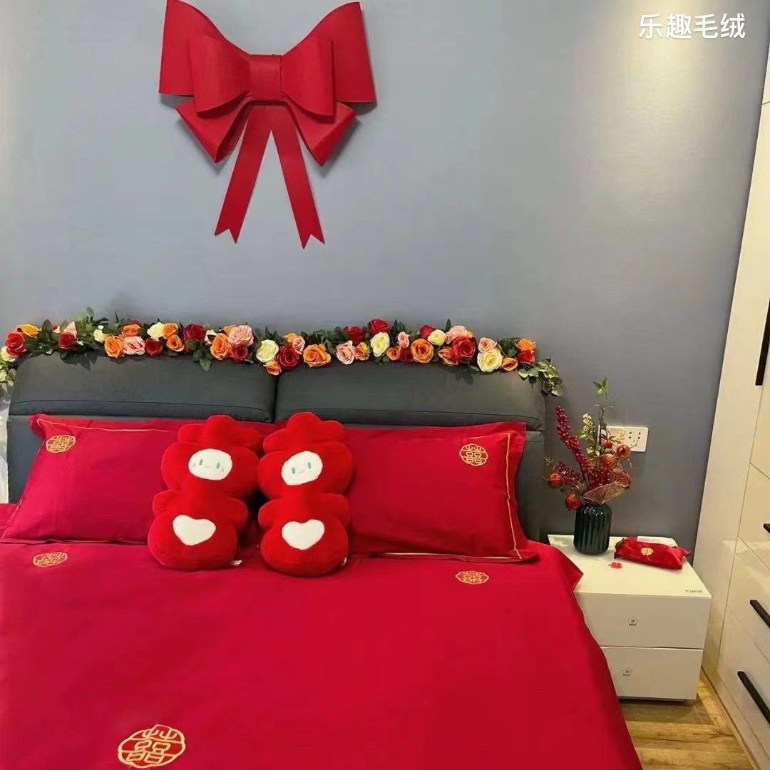 结婚床上摆件娃娃新款金童玉女迷你新娘婚庆玩具互动抱布拍照摆设