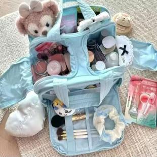 分区便携化妆包新款女士外出迷你化妆品收纳包分隔手提高级立式