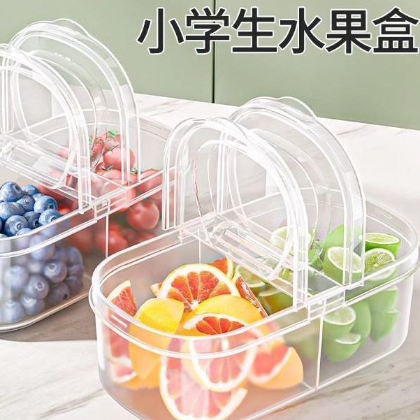 装水果便当盒子外出便携带小学生食品专用野餐透明有盖分隔保鲜盒