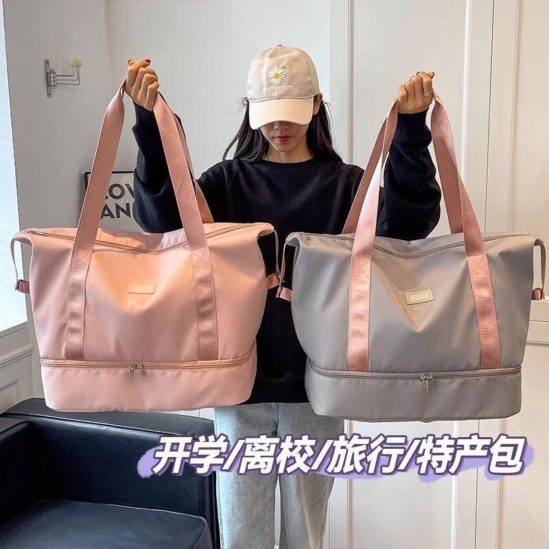 女款大容量可拉杆出差旅行包
