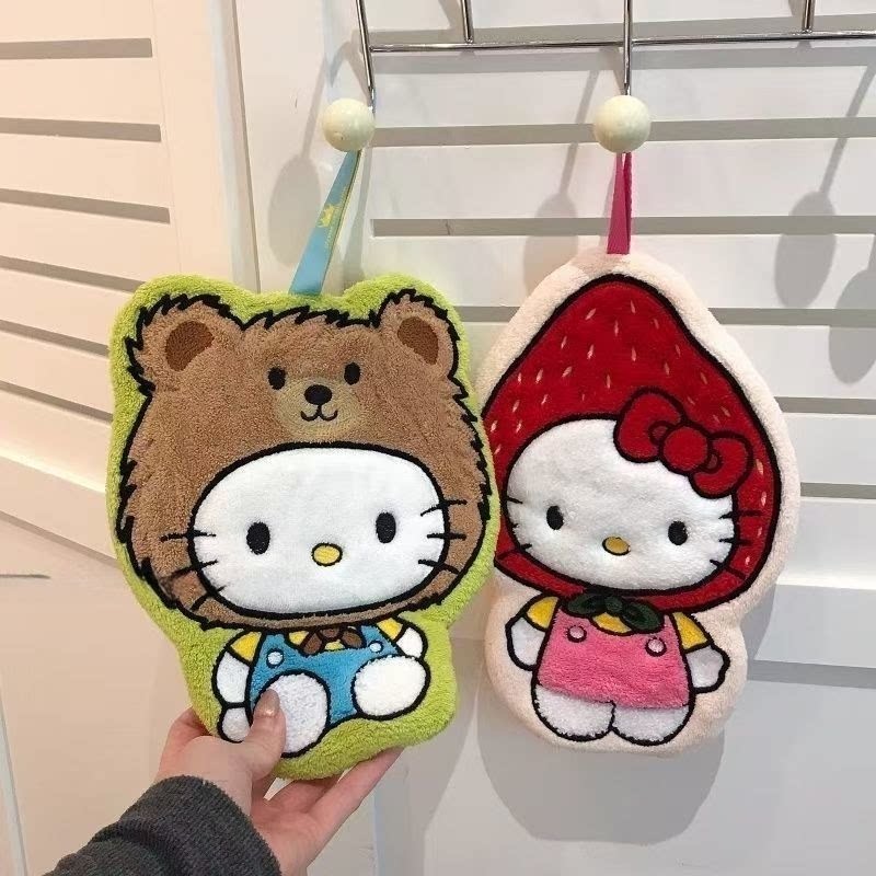 可爱小猫挂式珊瑚绒吸水擦手巾