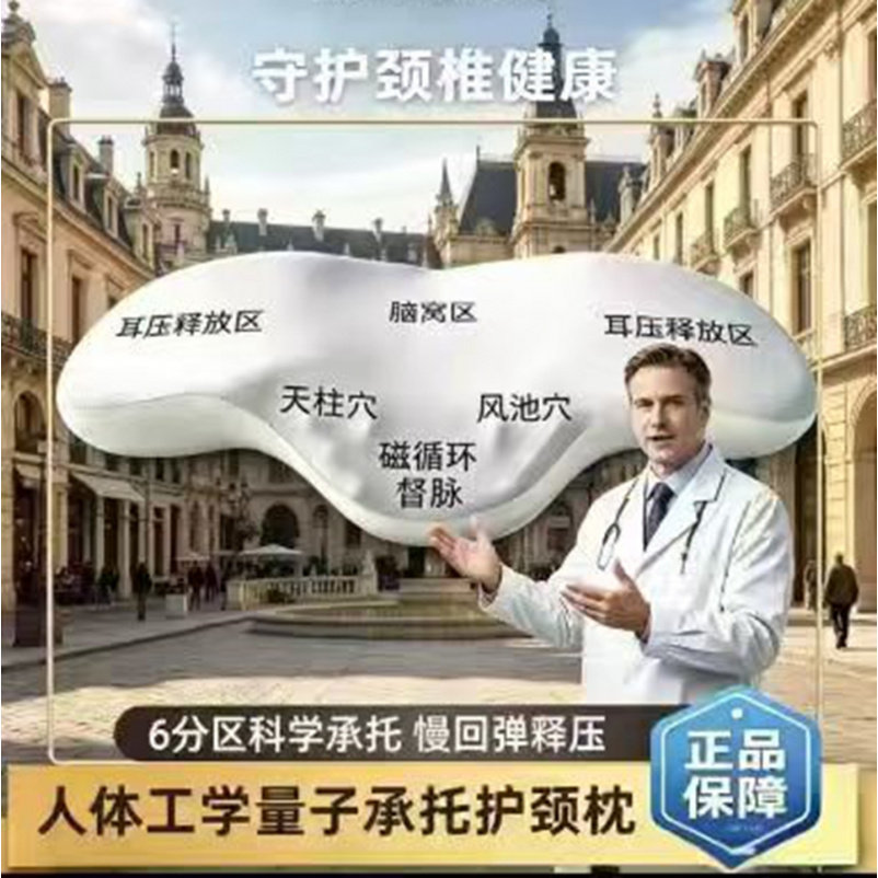 厂家直销量子枕承托护颈磁石记忆枕慢回弹睡眠记忆棉枕芯成人护颈