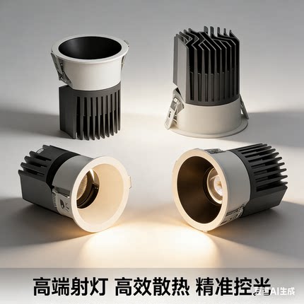 LED嵌入式射灯防眩光客厅天花灯高效散热精准控光筒灯