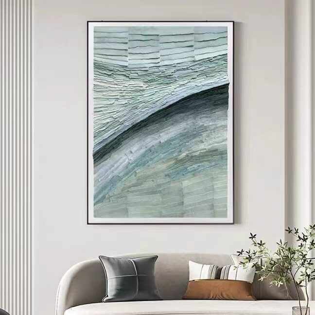 跨境手工纸装置画客厅纸艺玄关装饰画抽象实物立体画样板间
