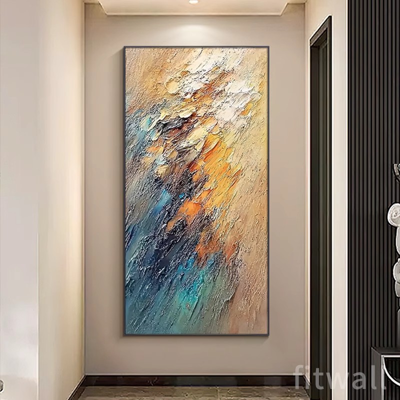 大芬村手绘油画入户玄关装饰画现代高级感客厅挂画立体抽象肌理画