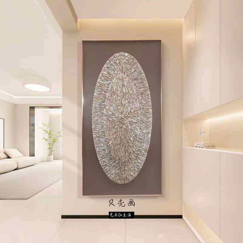 现代轻奢入户玄关贝壳画客厅走廊过道壁画新款高级高档挂画