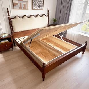 2025新款 中复古风家用白蜡木双人床 纯全实木床1米5高端1米8美法式