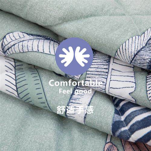 香芋谷色夏凉被双人薄被子水洗棉轻柔双面卡通印花清新空调被春秋