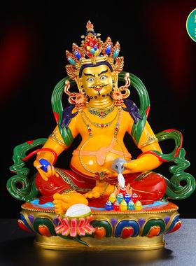 财神爷佛像神像藏传民族黄铜彩绘家用供佛开业礼品摆件黄财神佛像