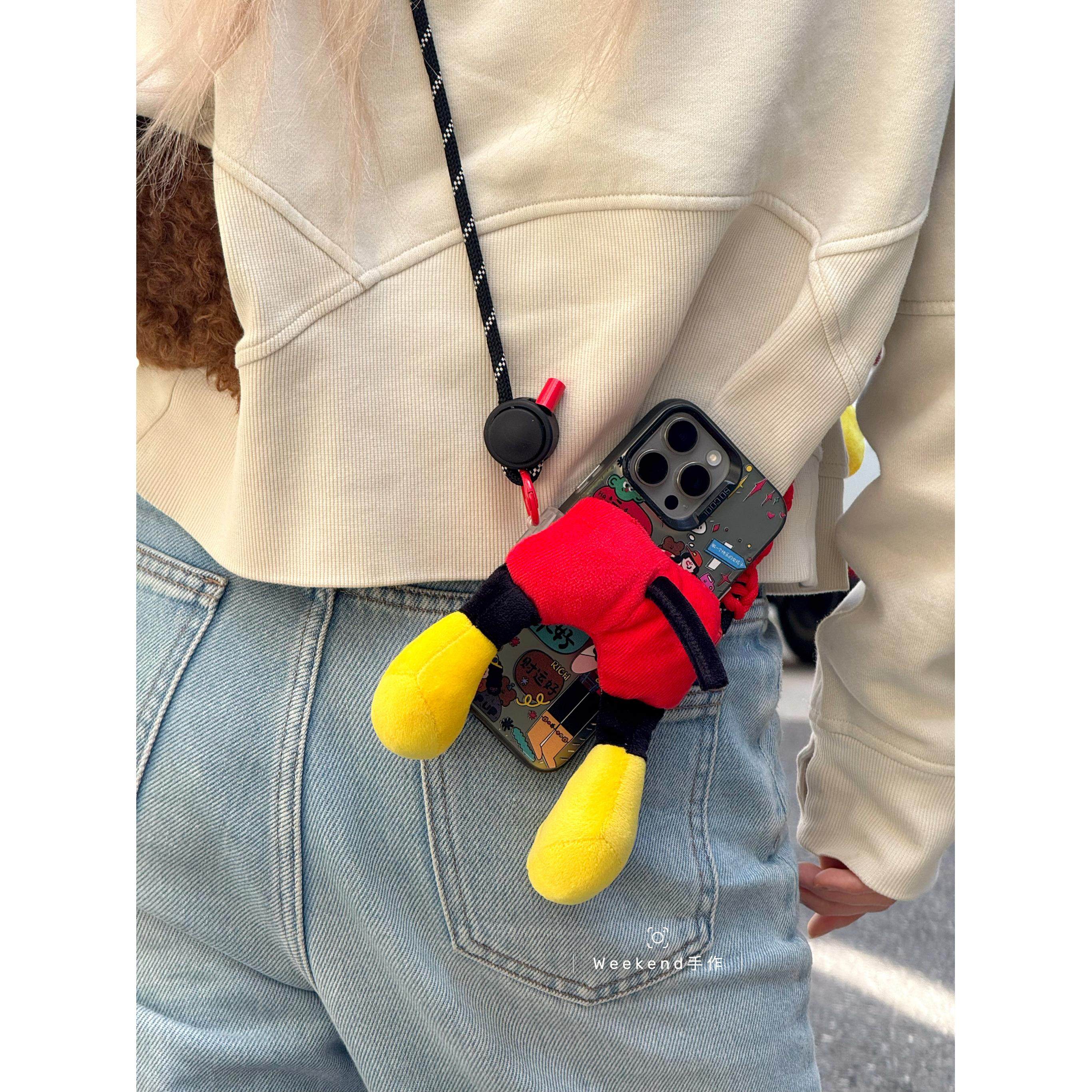 米奇屁股毛绒玩偶定制手机背夹送闺蜜生日礼物可爱卡通公仔少女心