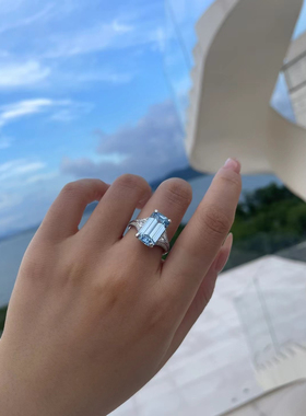 9.4克拉宝塔切高碳钻戒指白蓝豪华跨境镶嵌指环小众 高级感戒指