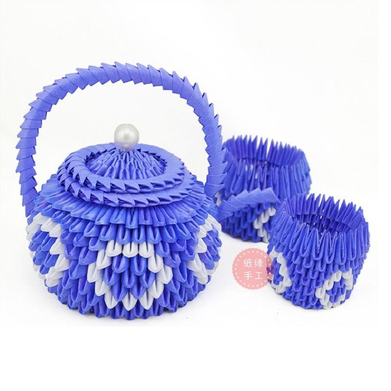 折纸纸缘手工三角插学生益智茶壶茶杯茶几摆件材料包半成品手作