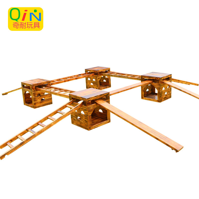 幼儿园攀爬梯儿童安吉户外攀登架九宫格碳化木体能感统训练组合