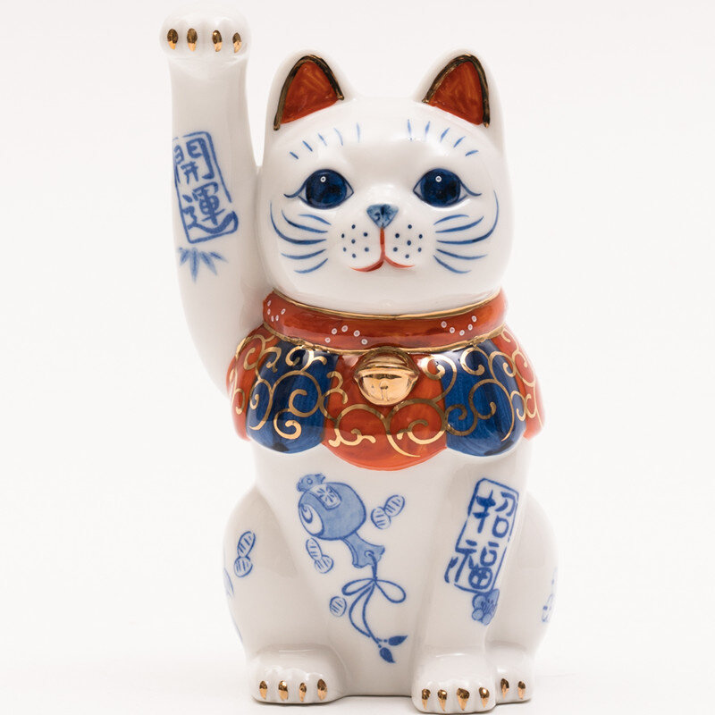 药师窑日式招财猫大号摆件开业日本进口复古锦染店铺家居乔迁礼物