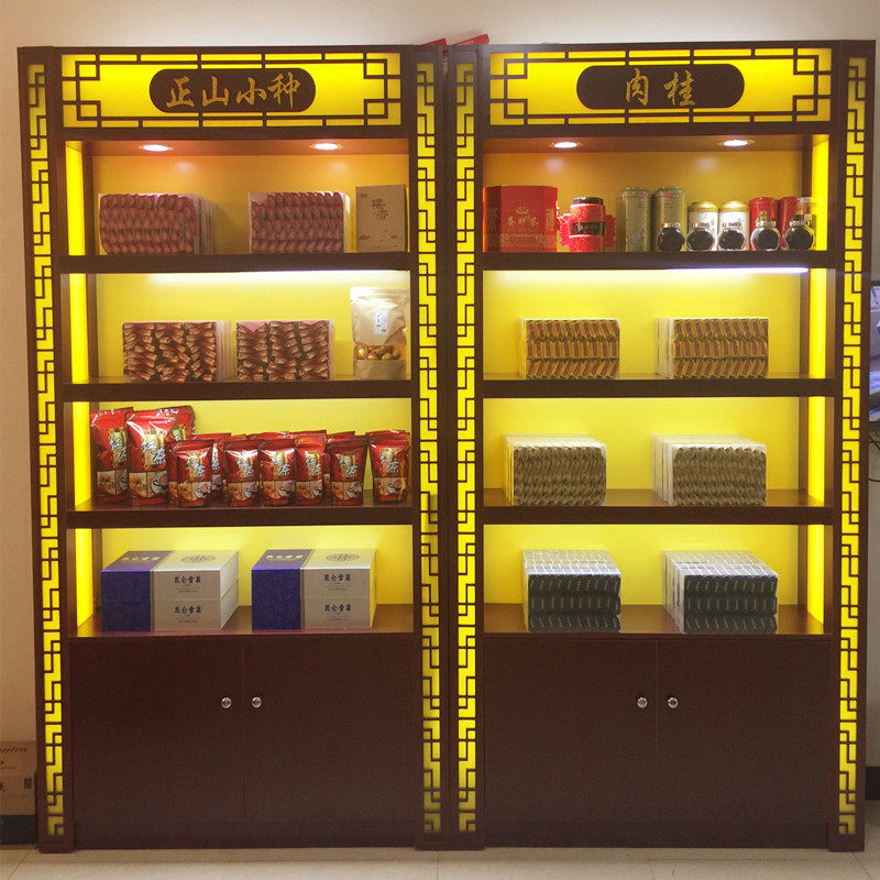 热销参茸柜药店药品展示柜中药材海参鹿茸虫草货架茶叶烟酒展柜台