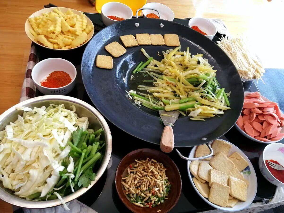 炸锅小吃摆摊烙锅贵州烙锅多功能烙饼锅煎锅凹锅专用炸土豆片的锅