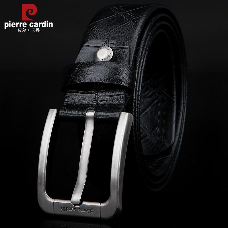 皮尔卡丹皮带男真皮针扣商务头层牛皮男士腰带韩版休闲裤带正品软