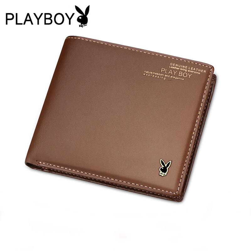 playboy/花花公子钱包男士横款短款钱包日韩真皮休闲薄皮夹牛皮潮
