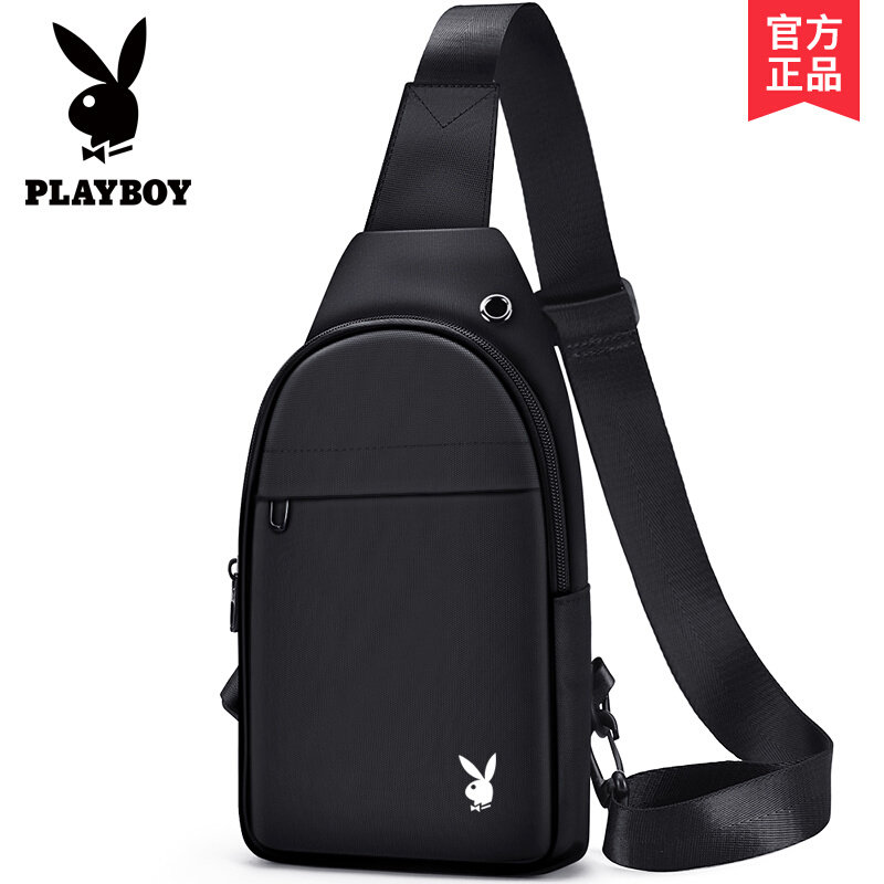 花花公子挎包男ins潮牌斜跨单肩背包休闲百搭大容量男生帆布胸包