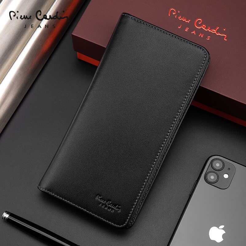 皮尔卡丹正品男士钱包长款真皮软 头层牛皮钱包男青年钱夹皮夹男