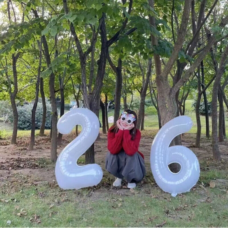 生日装饰ins气球生日装饰乳白色数字拍照32寸超大派对装扮道具23